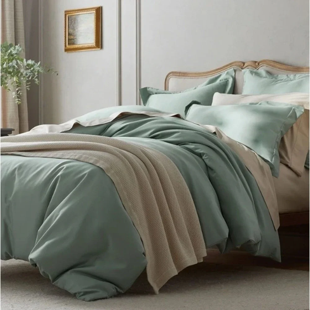 The Company Store Legends Hotel Supima Cotton Sateen Queen Duvet Cover Sea Mist